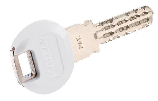 Kaba Schluessel mit Clip weiss fluoreszierend
