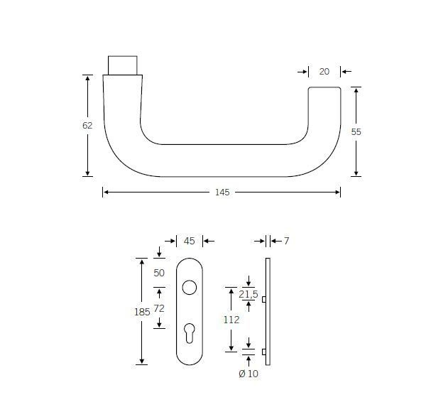 FSB Modell 1070 - Kurzschild ASL Drückergarnitur FSB Modell 1070 - Kurzschild ASL Drückergarnitur Maßzeichnung