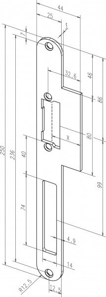 Lappenschließblech Nr. 59B Profix 2, abgerundet